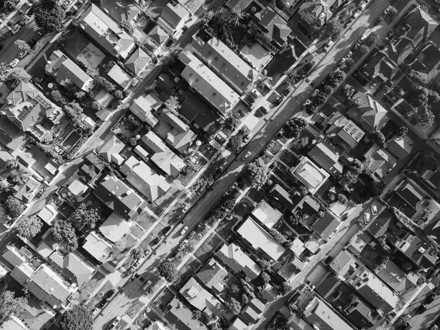 Vista aérea de um bairro residencial